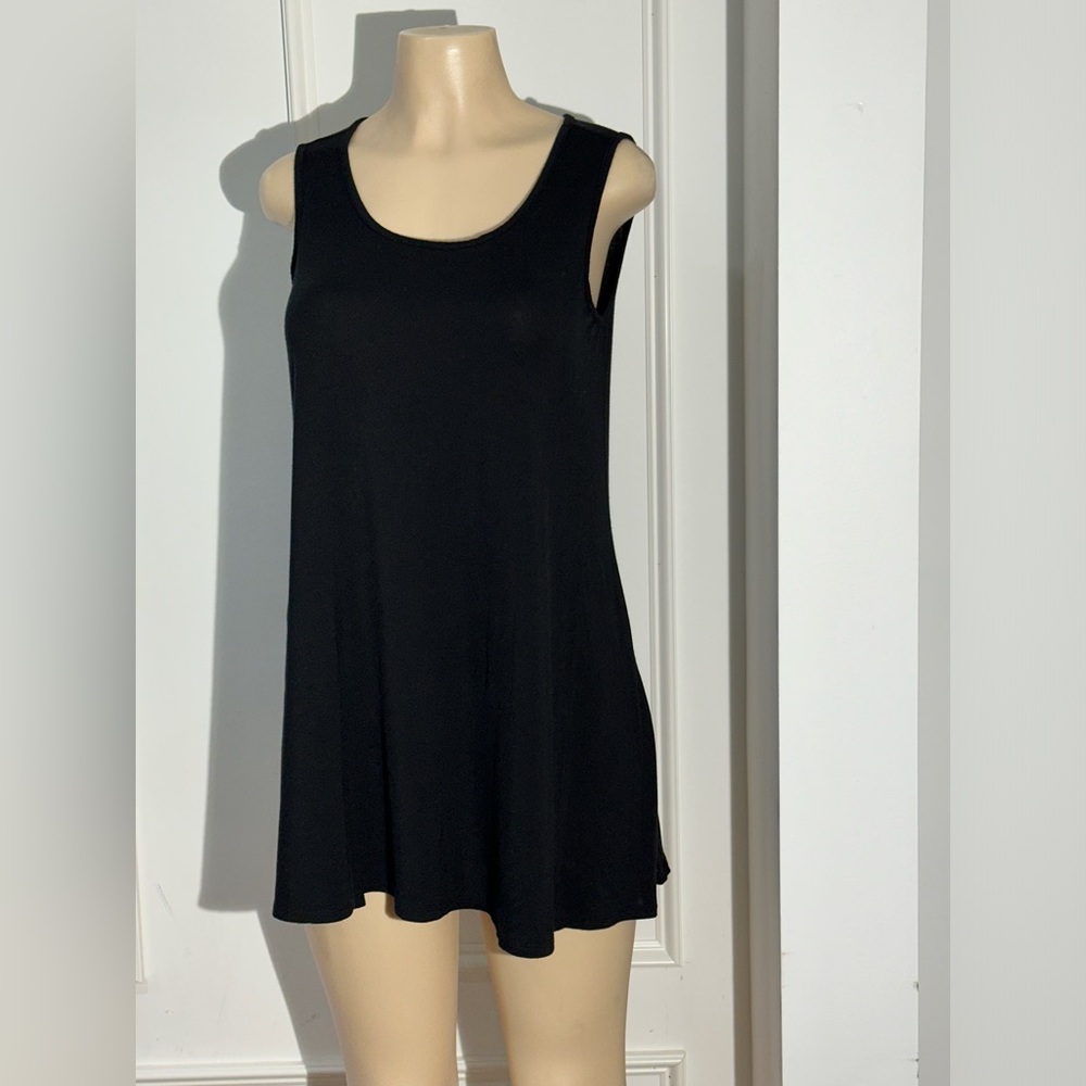 Ritual Black Key Hole Mini Sleeveless Flowing Dress Tunic Sz M Rayon Blend Soft!